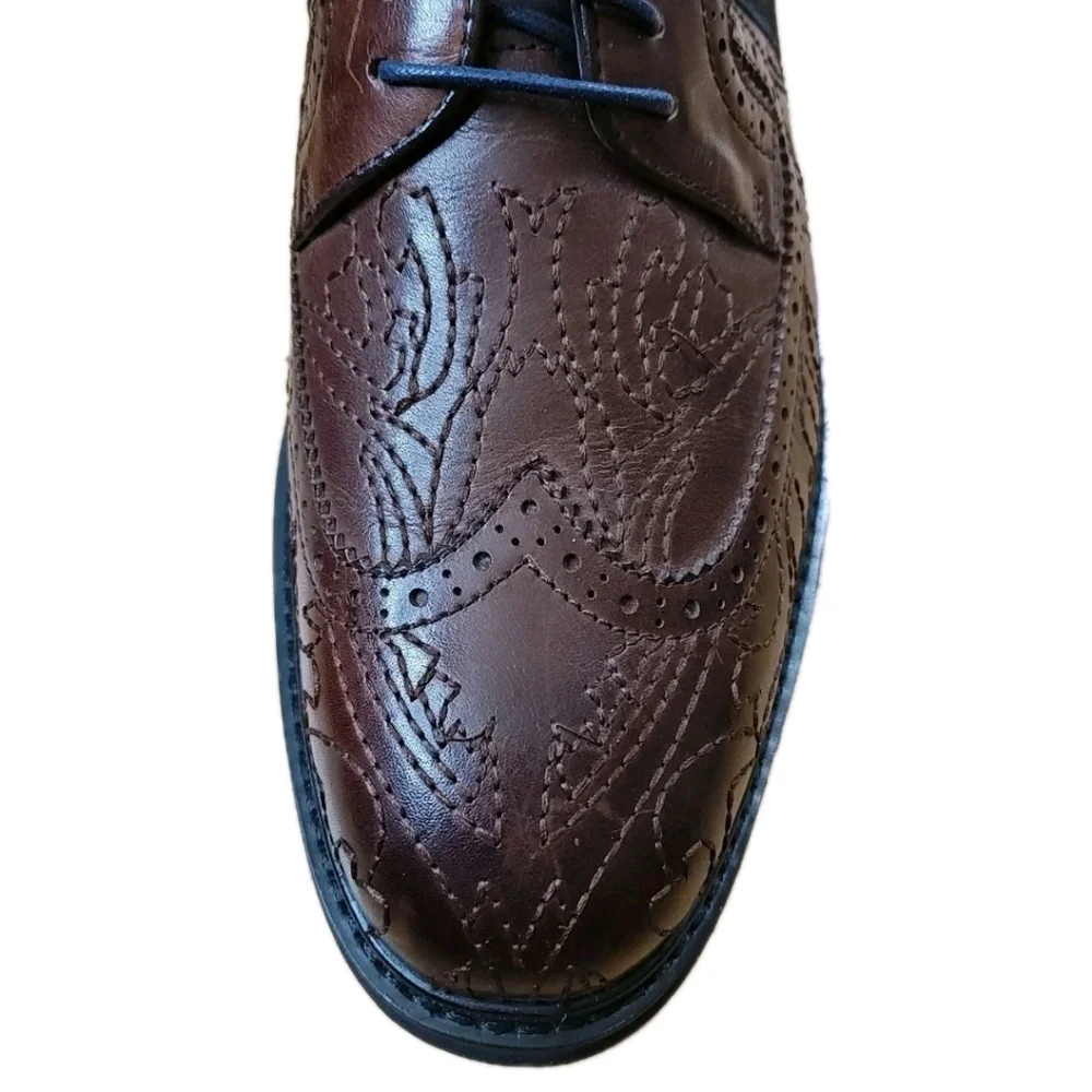 Robert Graham Oxford Wingtip Dress Shoes Men Sz 11 Brown Leather Lace Up RJ5310C